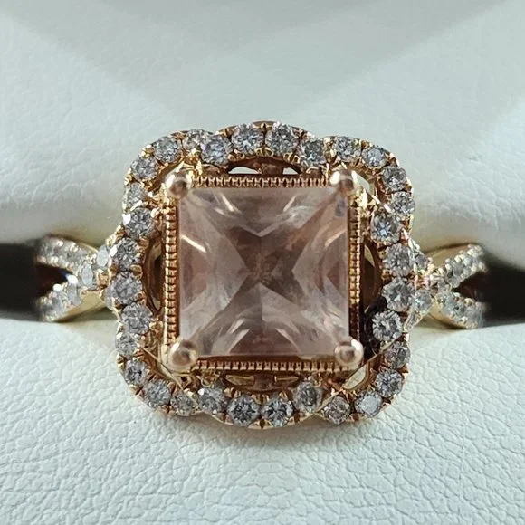 Truly Zac Posen 14K Rose Gold 1/2 CTW Morganite Diamond w